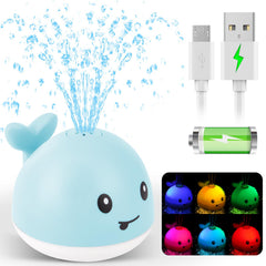 Gigilli Whale bath toy sprinkler light in action, adding color to bath time.