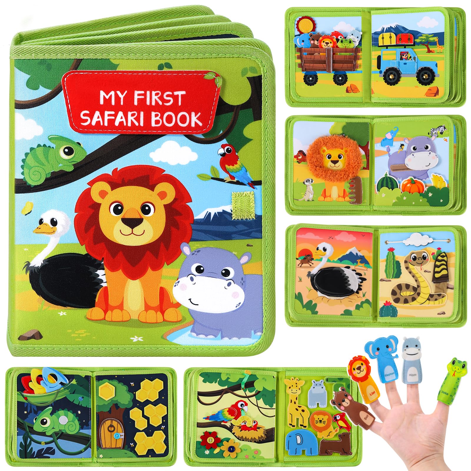 Gigilli Wild Animals Busy Book cover promotes calm, screen-free play for toddlers.