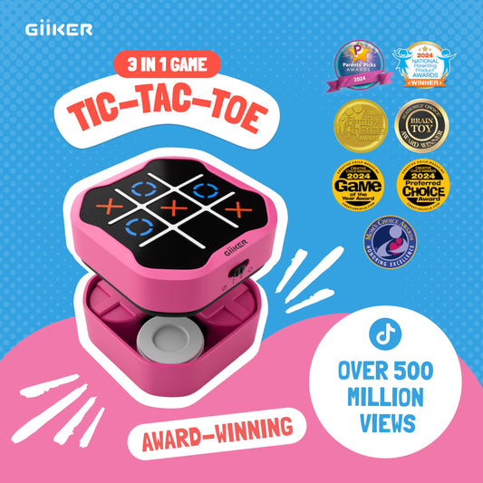 GiiKER Tic Tac Toe Bolt pink AI mode screen for adaptive challenge.