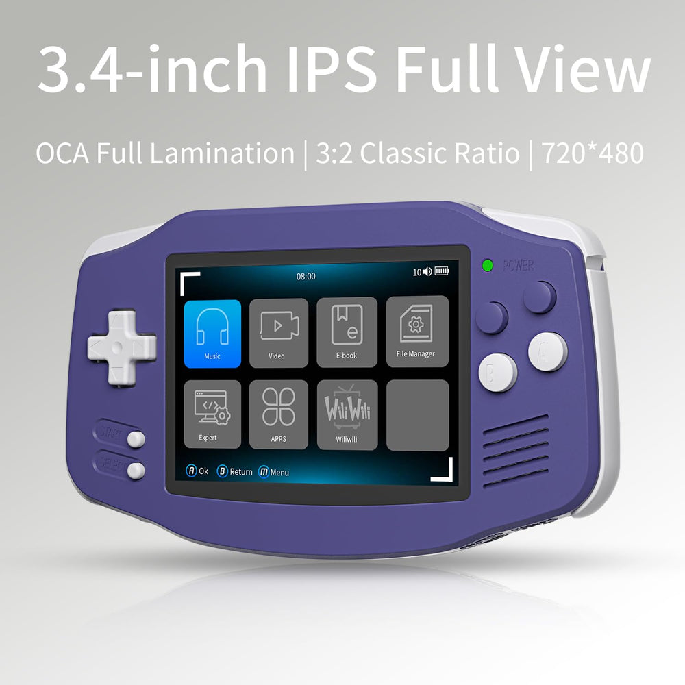 GiipGoop RG34XX 720x480 screen with crisp colors for retro games.