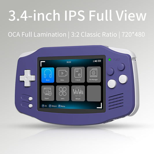GiipGoop RG34XX 720x480 screen with crisp colors for retro games.