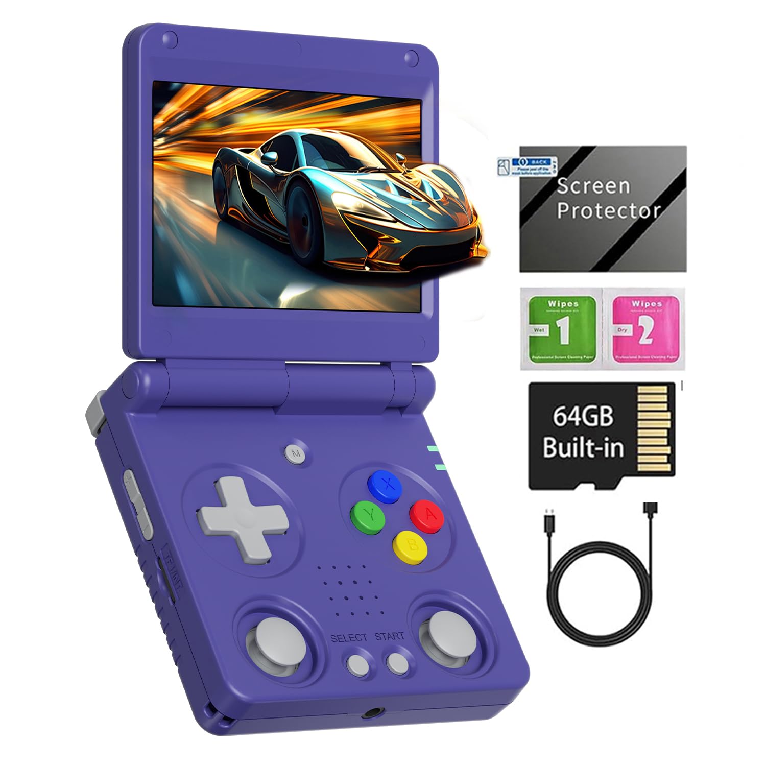 GiipGoop RG34XXSP front view shows compact handheld design for on the go gaming
