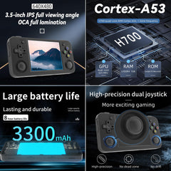 Long-lasting 3300mAh battery for extended handheld gaming sessions.