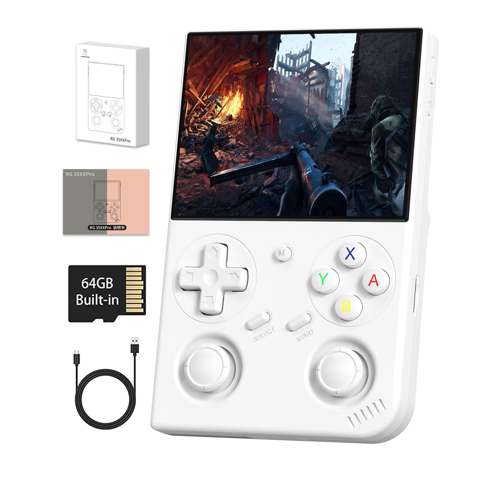 GiipGoop RG35XX Pro front view with 3.5-inch IPS display for crisp retro gaming