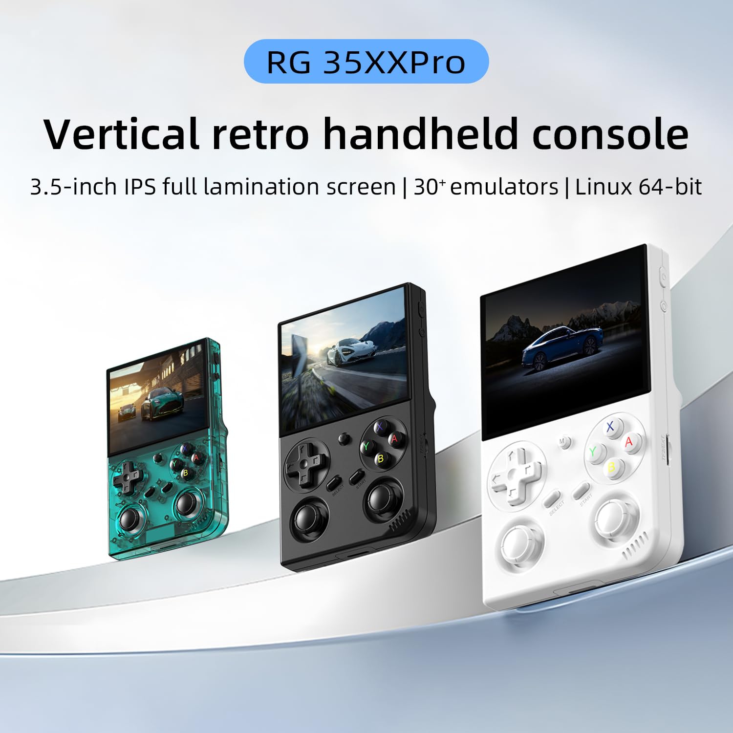 GiipGoop RG35XX Pro side view highlighting compact portable design