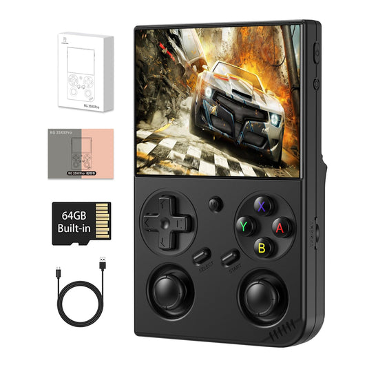 GiipGoop RG35XX Pro with dual joysticks for precise retro gaming control.