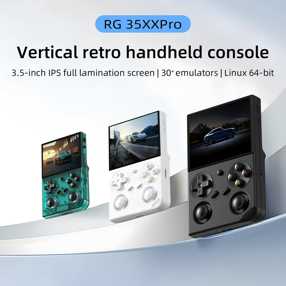 GiipGoop RG35XX Pro screen protected by tempered glass for durability.
