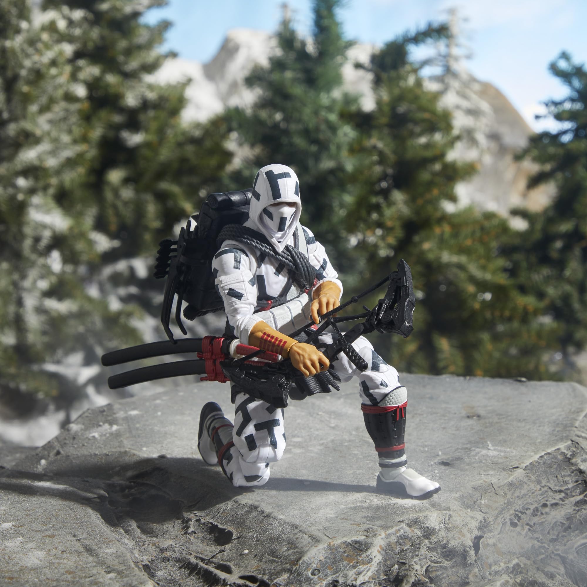 G.I. Joe Storm Shadow backpack and quiver for ready archery displays.