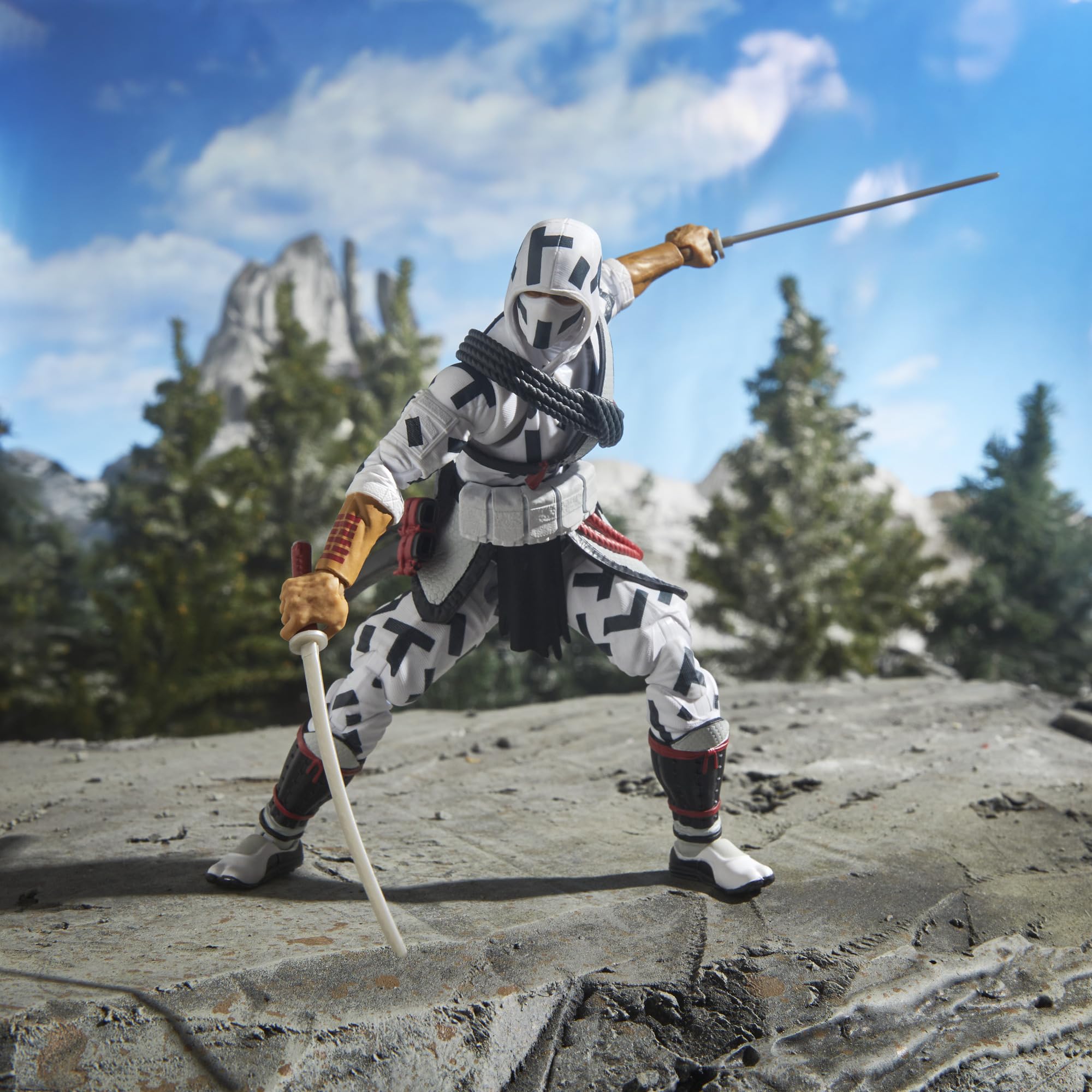 G.I. Joe Storm Shadow compound bow supports dramatic diorama scenes.