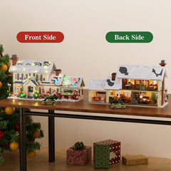 GIKCFSTBLA Christmas dinner and wreath scene enhances tabletop décor.