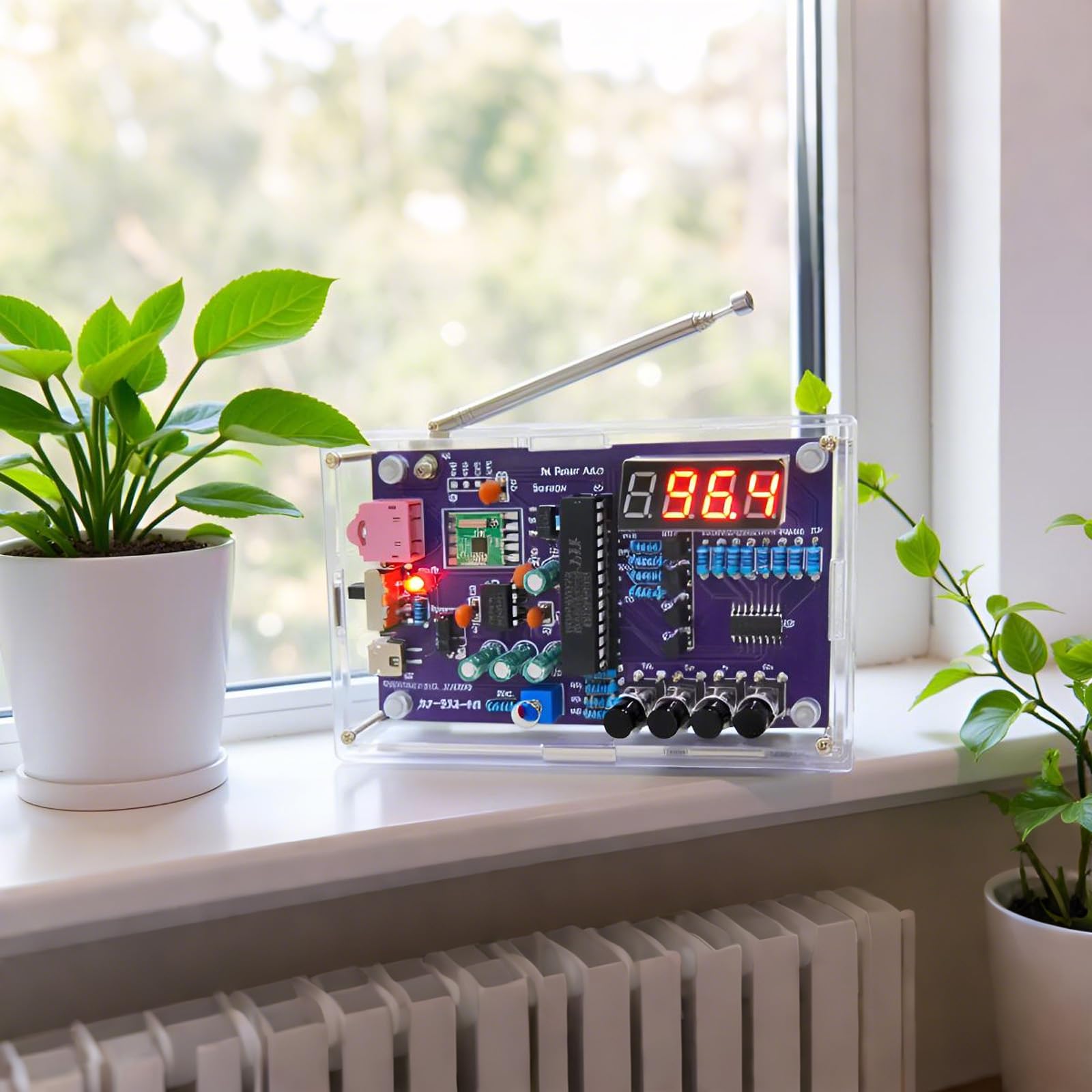Gikfun FM Radio Kit side view highlighting portable form factor