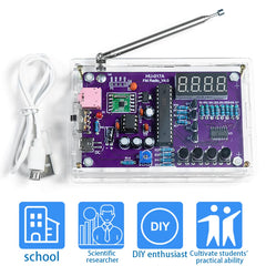 Gikfun FM Radio Kit includes USB cable and battery case for flexible power