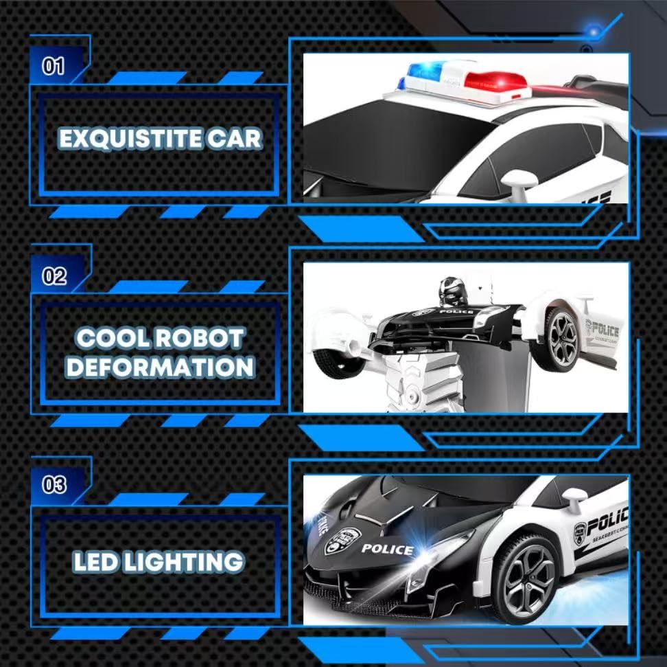 Gikimooy RC police car with lights adds dramatic nighttime play.