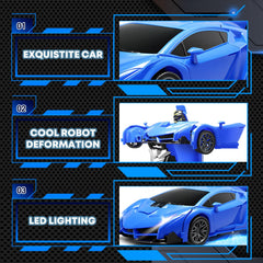 Gikimooy Transform RC car blue dual-battery setup extends play sessions.