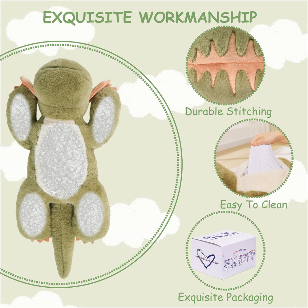 GILFWM dinosaur weighted paws detail demonstrates even pressure for cozy play.
