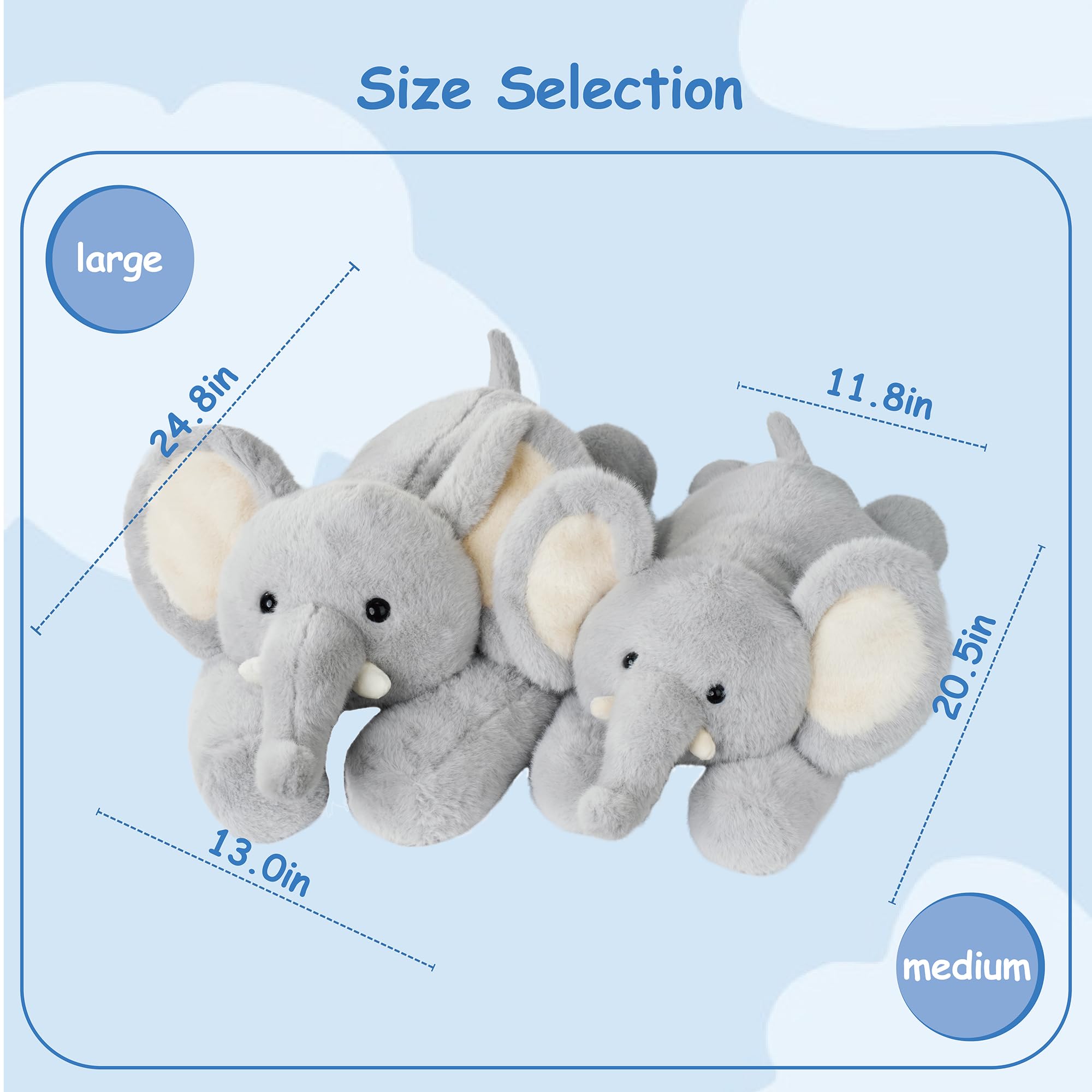 GILFWM Elephant Plush washable outer cover for easy cleaning after play.