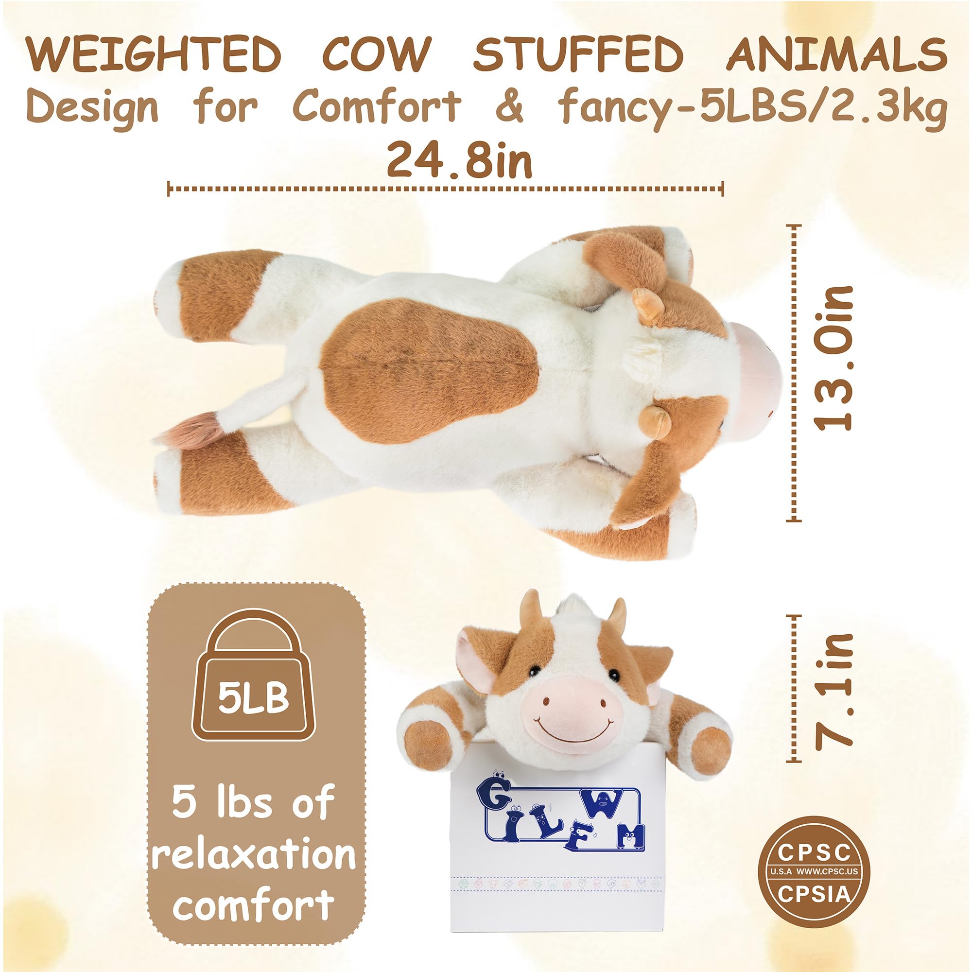 GILFWM weighted cow 25-inch presence offers a big comforting companion.