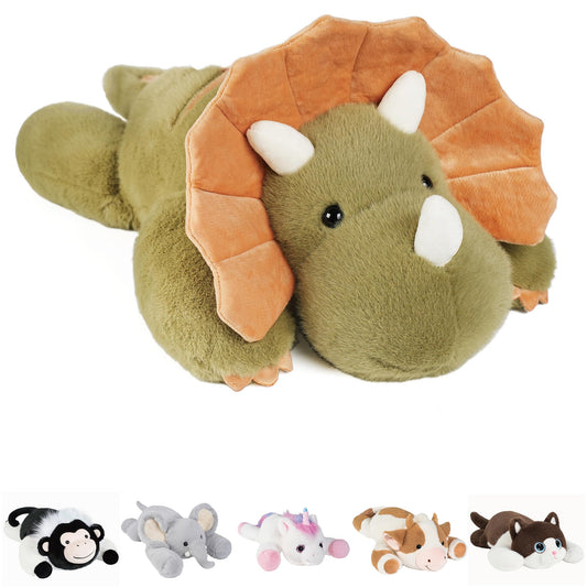GILFWM weighted dino front view, cozy 3 lb cuddle companion