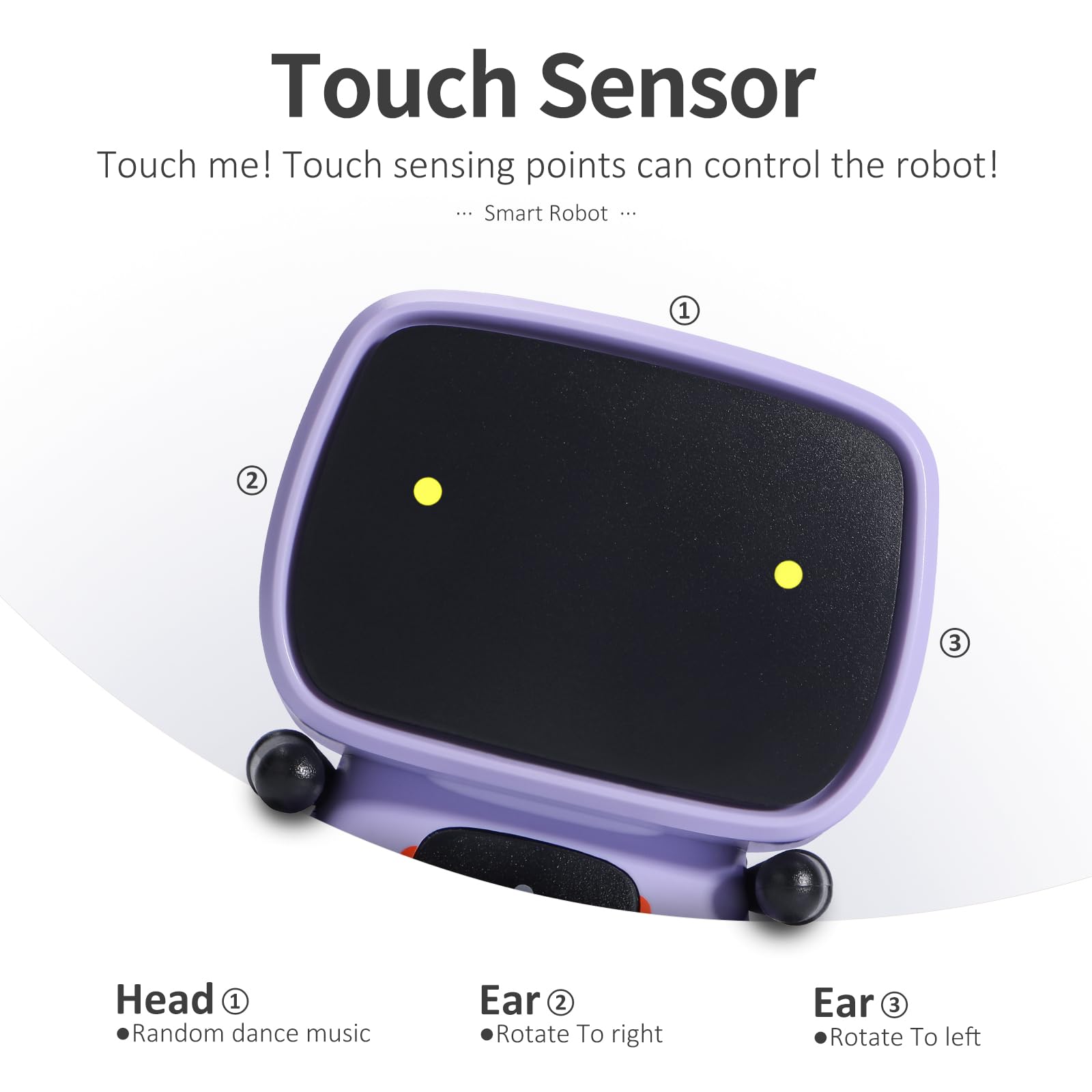 GILOBABY purple robot with touch sensors enables easy control.