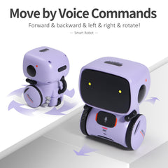GILOBABY purple robot with voice control for simple commands.