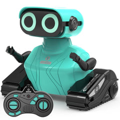 GILOBABY robot toy with blue LED eyes invites imaginative play.