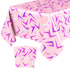 Gilprop pink-purple lightning tablecloth closeup highlights durable, spill-resistant material for easy cleanup