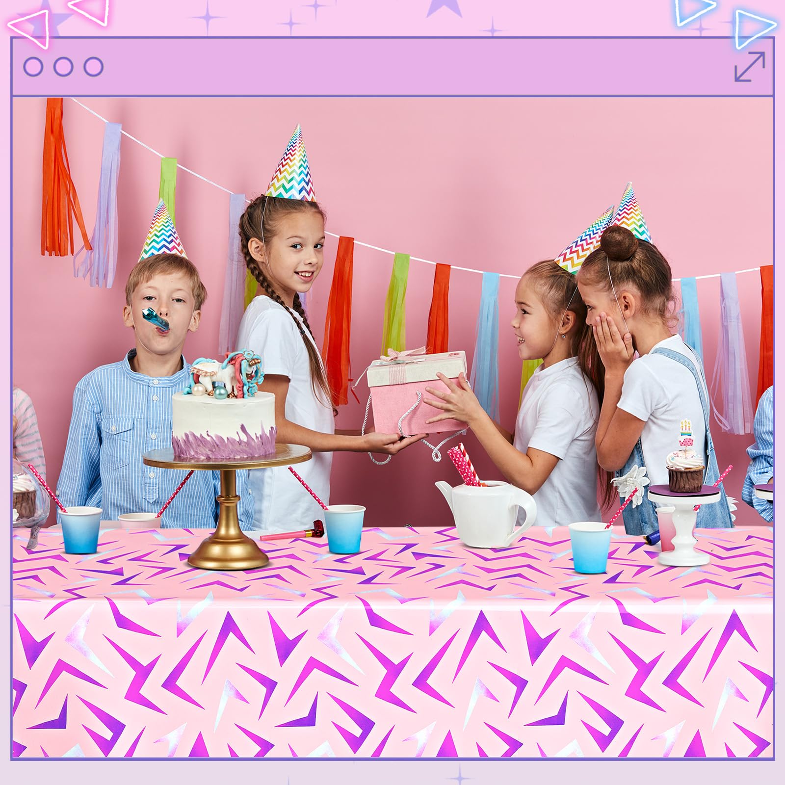 Gilprop pink-purple lightning tablecloth portable image underlines lightweight disposal and easy storage
