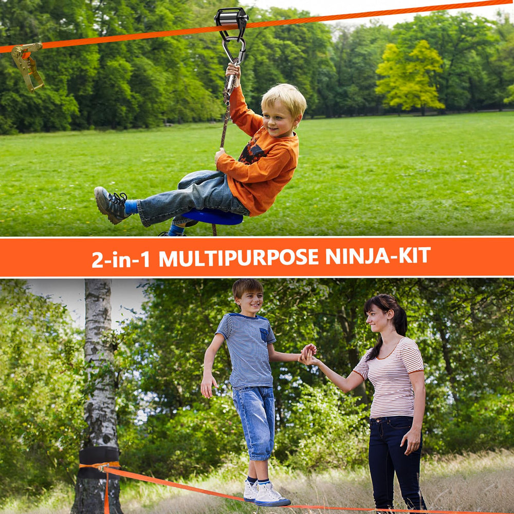 GIMPYN adjustable swing seat fits riders of various heights.