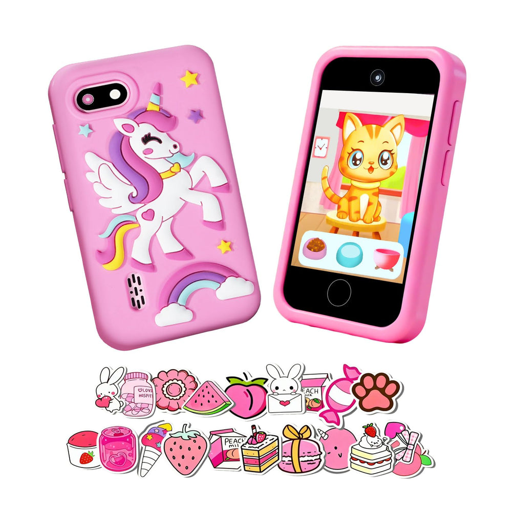 Gimubaba kids phone front view with 2.8-inch touchscreen for easy navigation