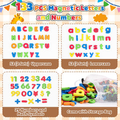 Ginmic alphabet magnets in bright colors for engaging learning at home or in class.