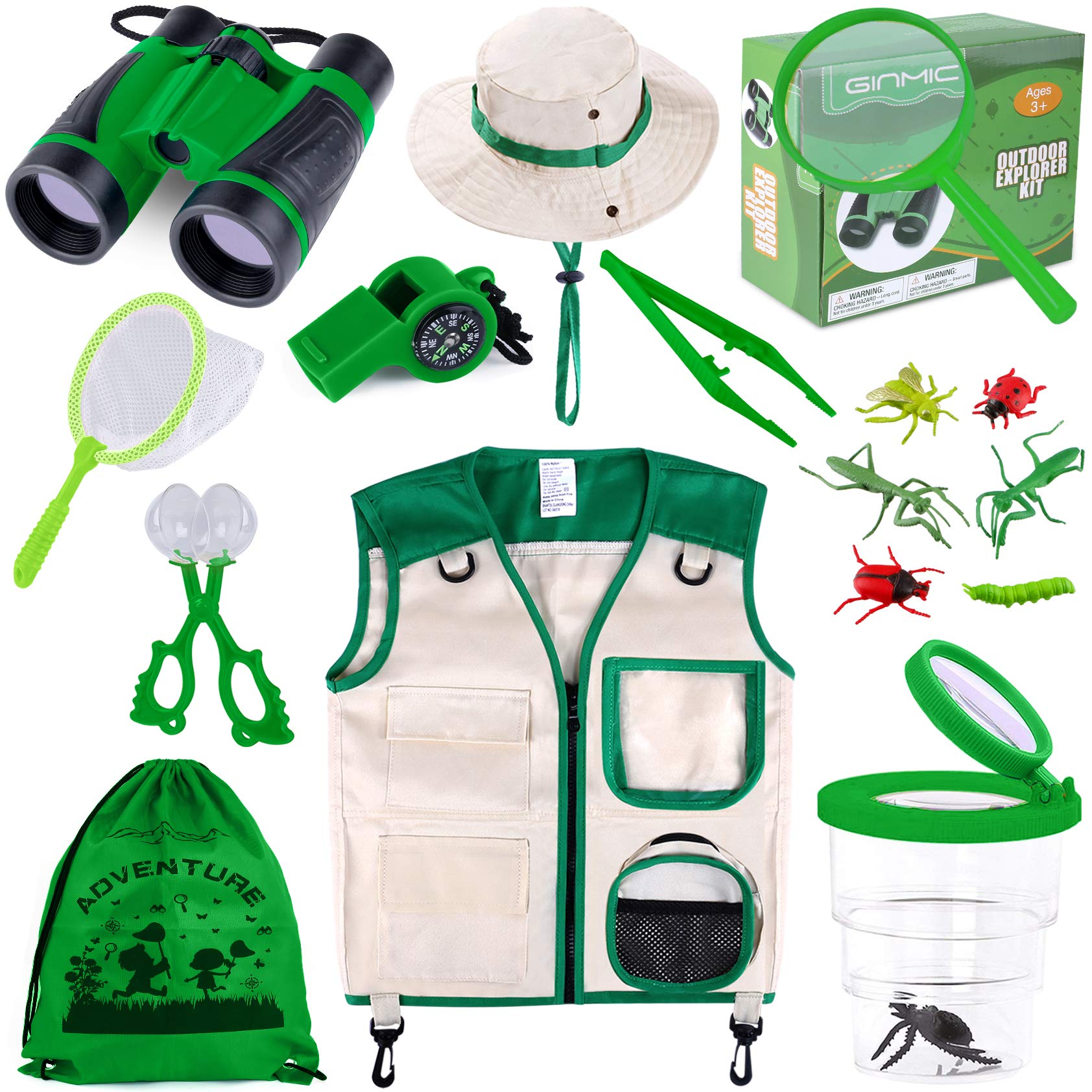 GINMIC Kids Explorer Kit binoculars for close-up nature viewing during outdoor adventures.