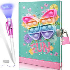 GINMLYDA pop girls diary with lock on butterfly cover for private journaling