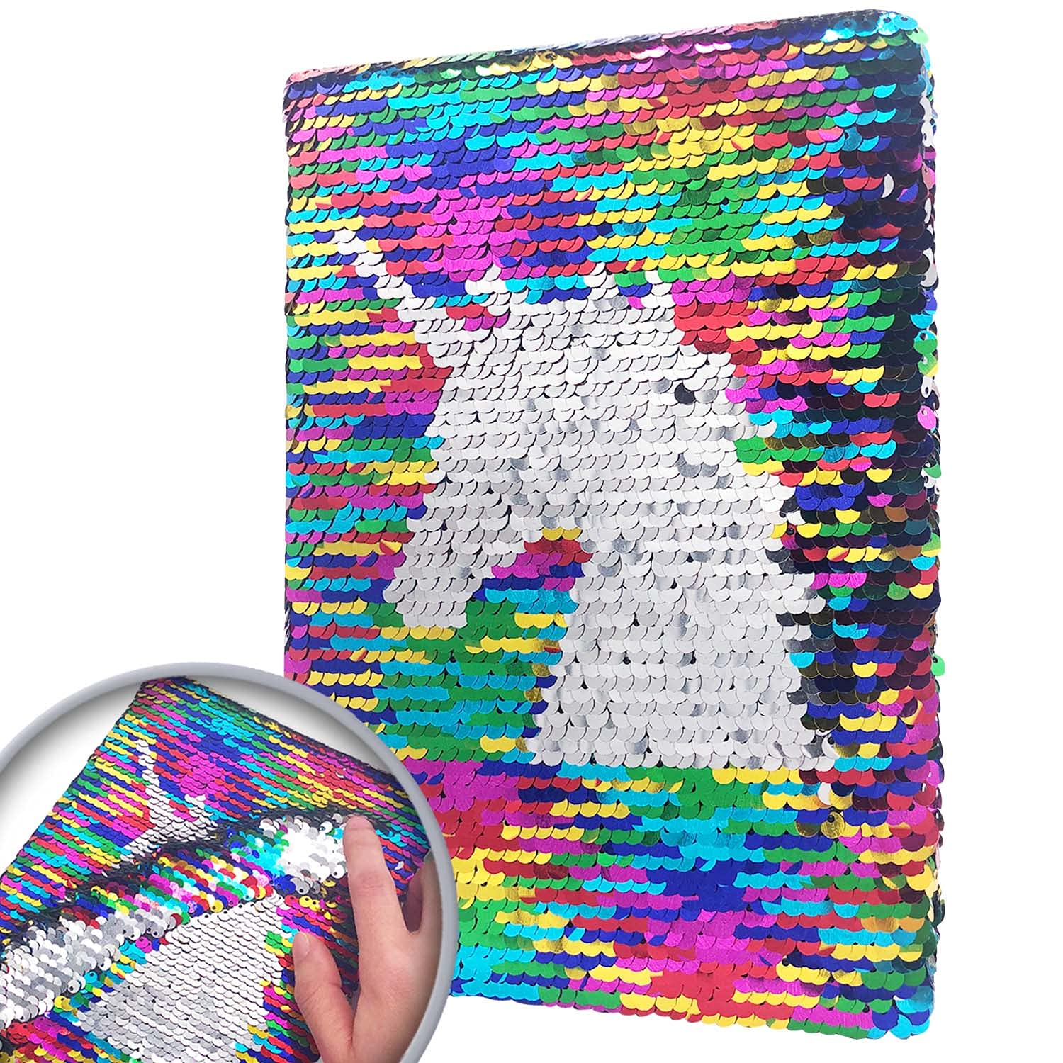 GINMLYDA sequin girls journal cover with rainbow shimmer for kids