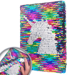 GINMLYDA sequin girls journal cover with rainbow shimmer for kids