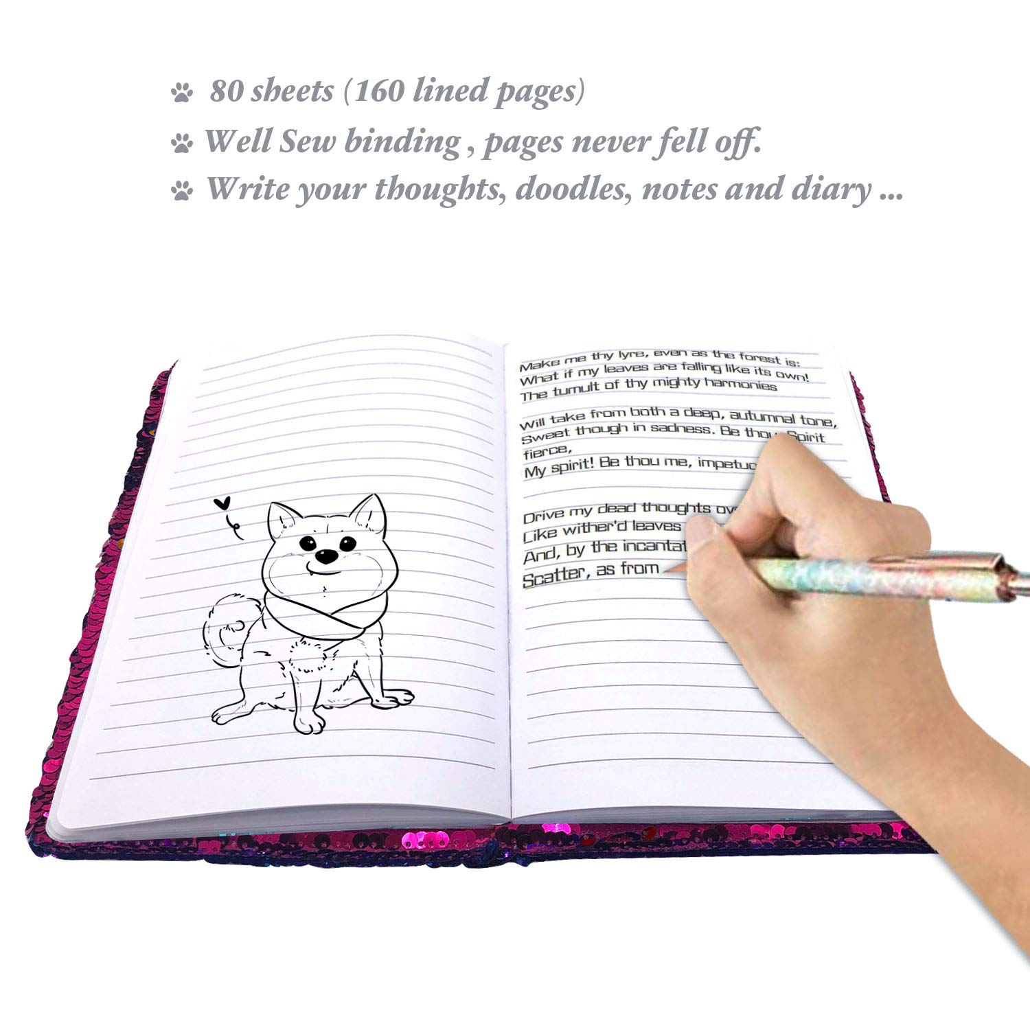 GINMLYDA Sequin Girls Journal makes a thoughtful gift for birthdays and holidays.