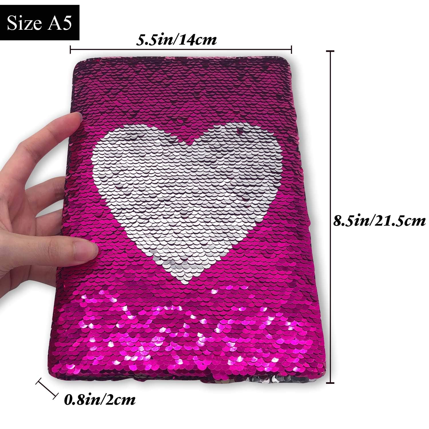 GINMLYDA Sequin Girls Journal opened flat thanks to sew binding for easy writing.