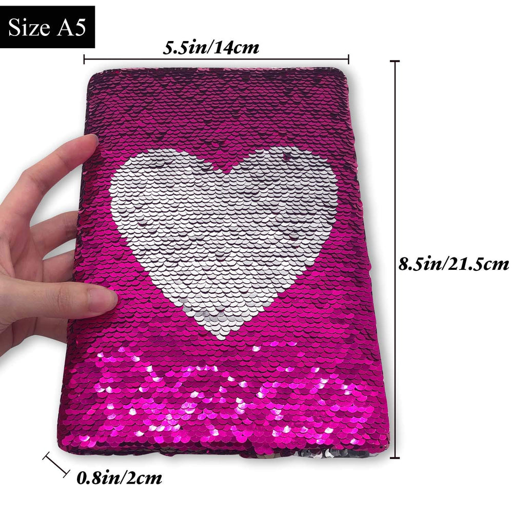 GINMLYDA Sequin Girls Journal opened flat thanks to sew binding for easy writing.