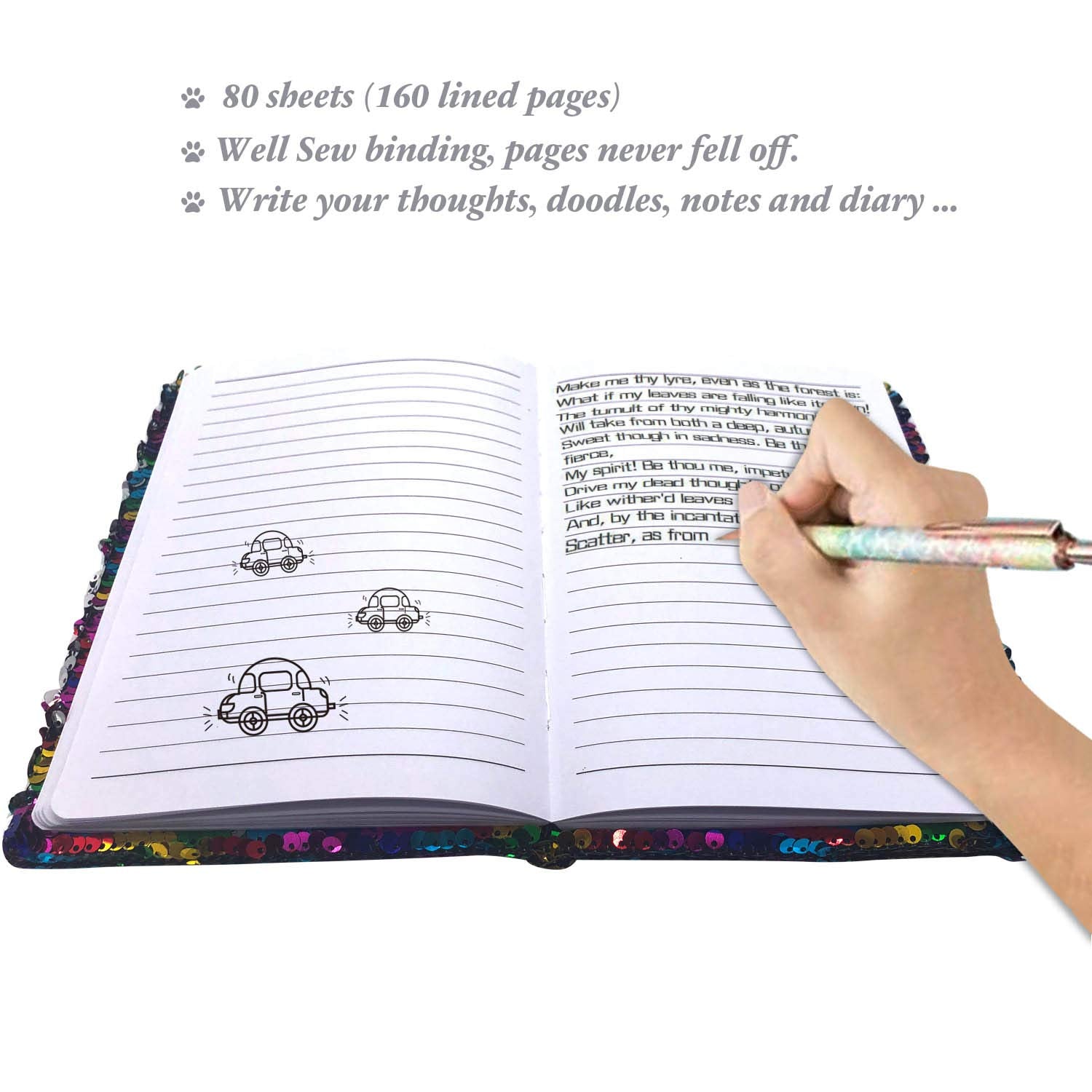 GINMLYDA sturdy sew-binding keeps pages flat for young writers