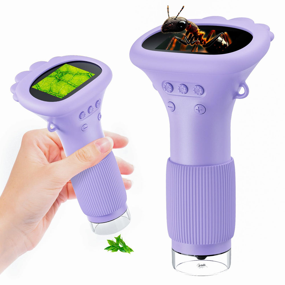 GinoCaco portable digital microscope front view for kids exploring tiny worlds safely.