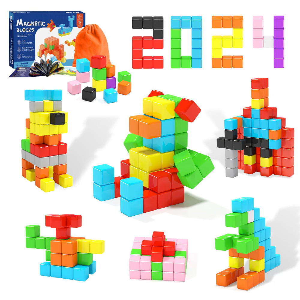 Girigi 40-piece magnetic blocks in bright colors for stacking play