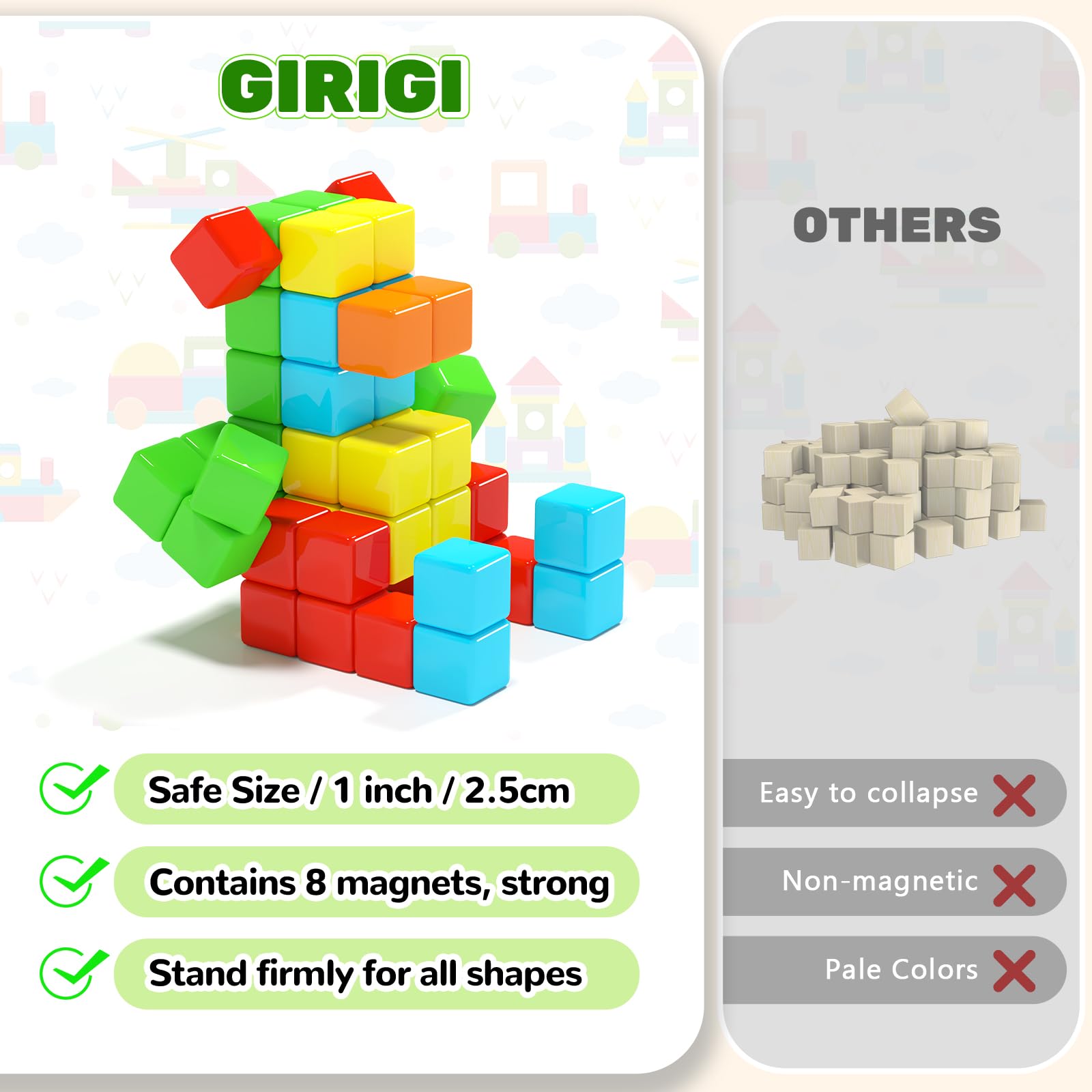 Girigi blocks for classroom STEM activities and imaginative architecture