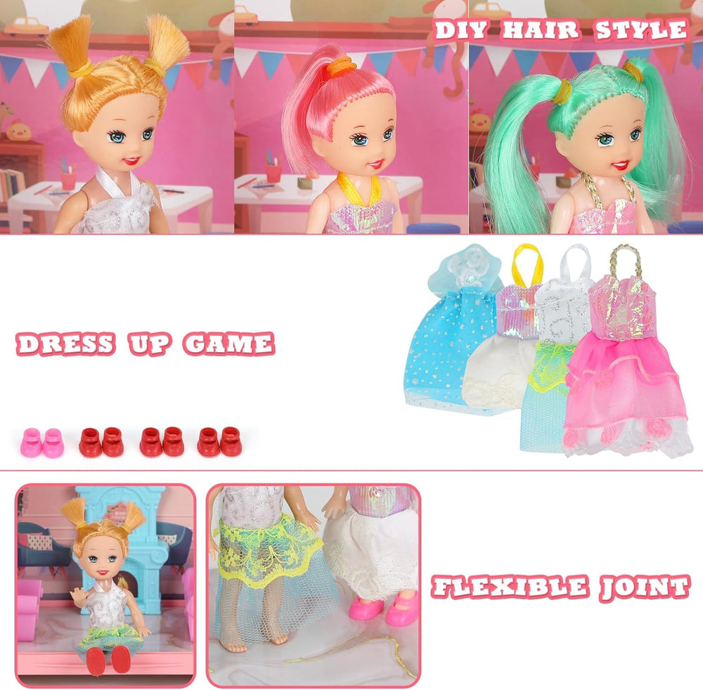 GirlDiary four dolls ready for storytelling and role-play activities.
