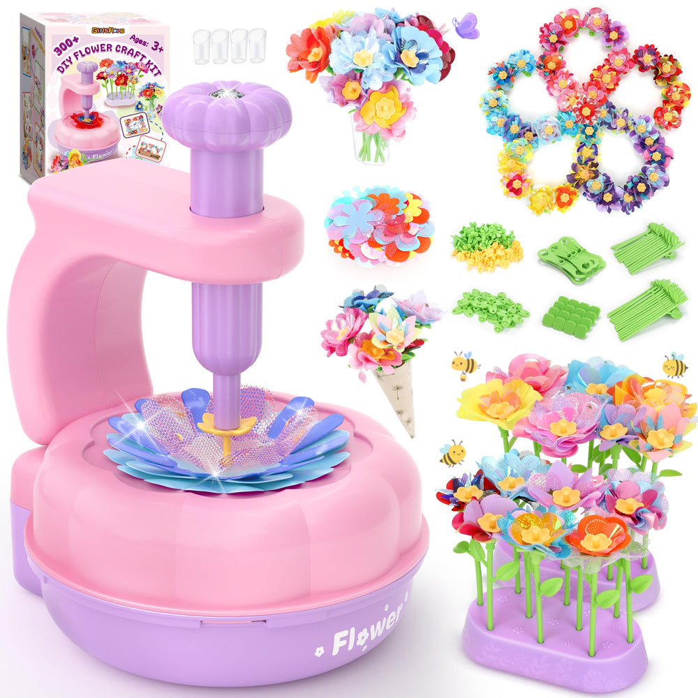 GirlsHome 300+ piece bouquet kit with fabric flowers for imaginative crafting.