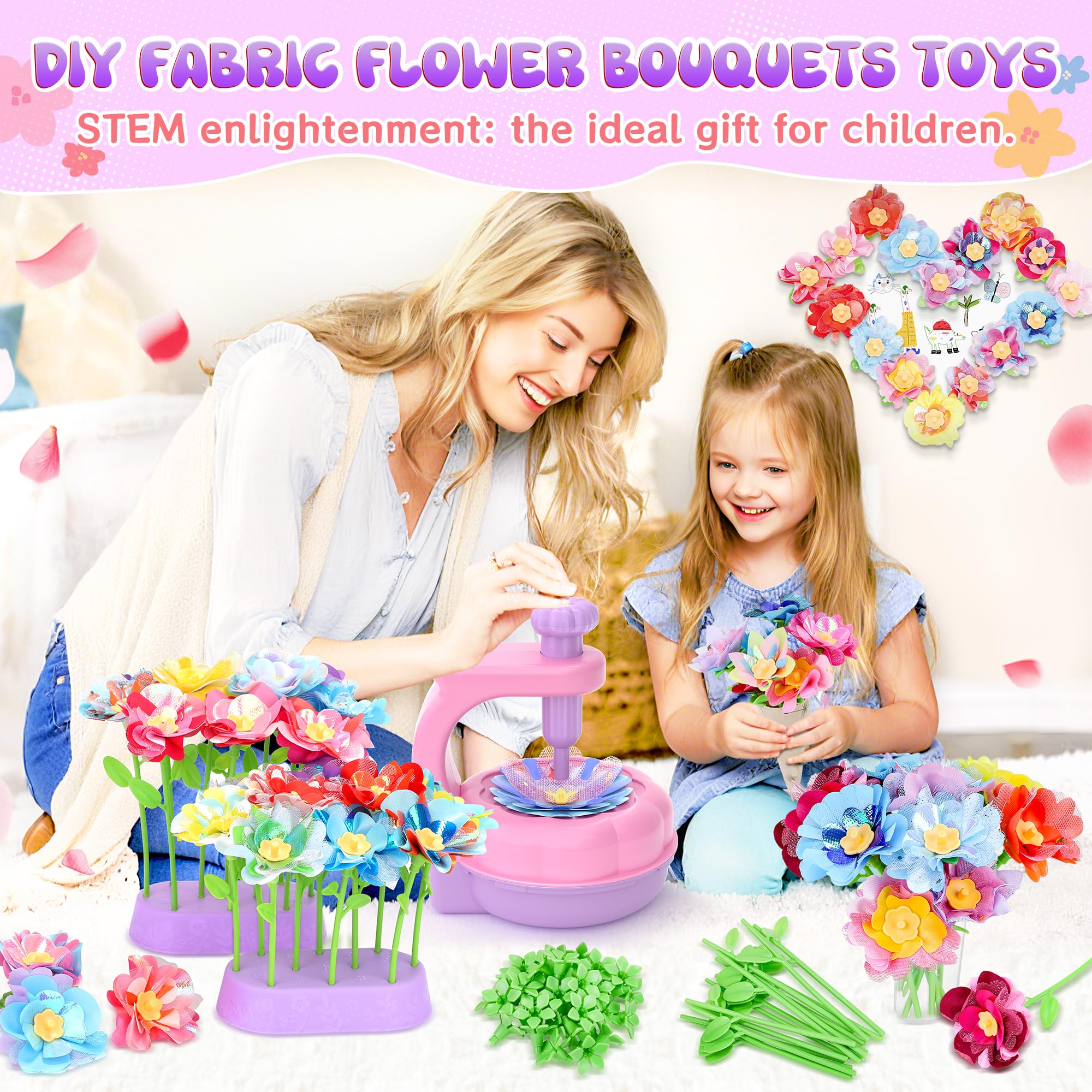 GirlsHome embossing tools and petals for colorful flower creation.