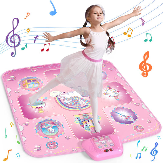 GirlsHome Unicorn Dance Mat with LED scores for playful challenges.