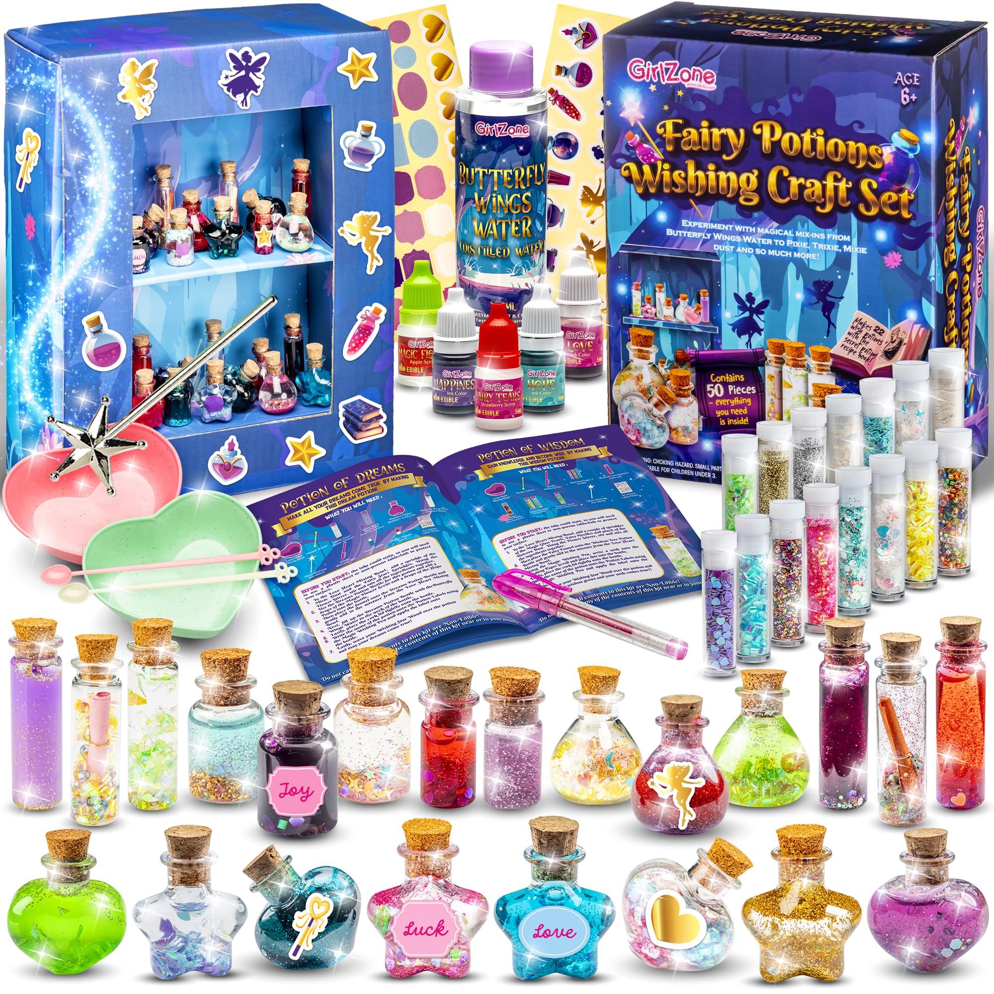 GirlZone Fairy Potions kit box with colorful ingredients for creative pretend play