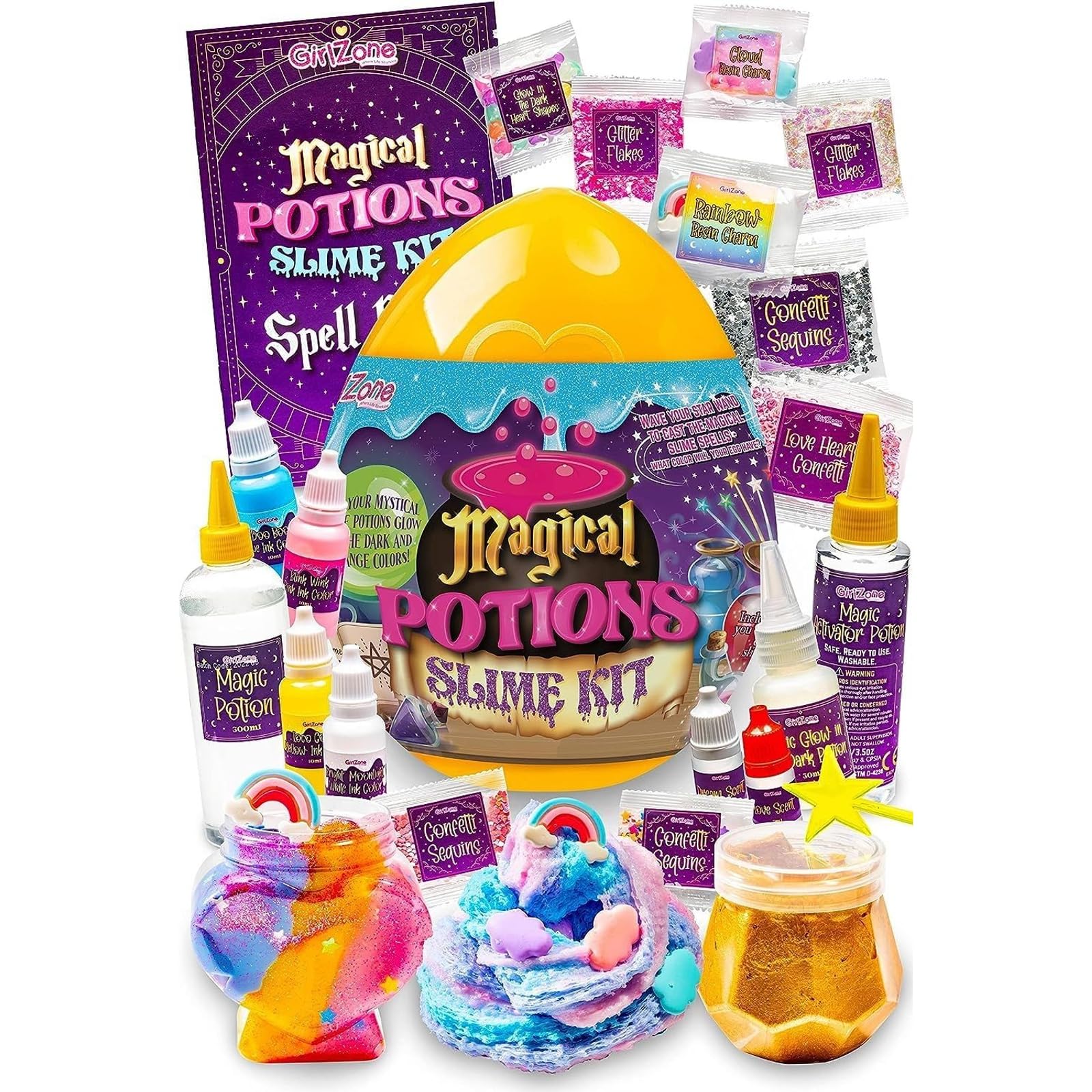 GirlZone Magic Potion Slime Kit shows six brews for creative play.