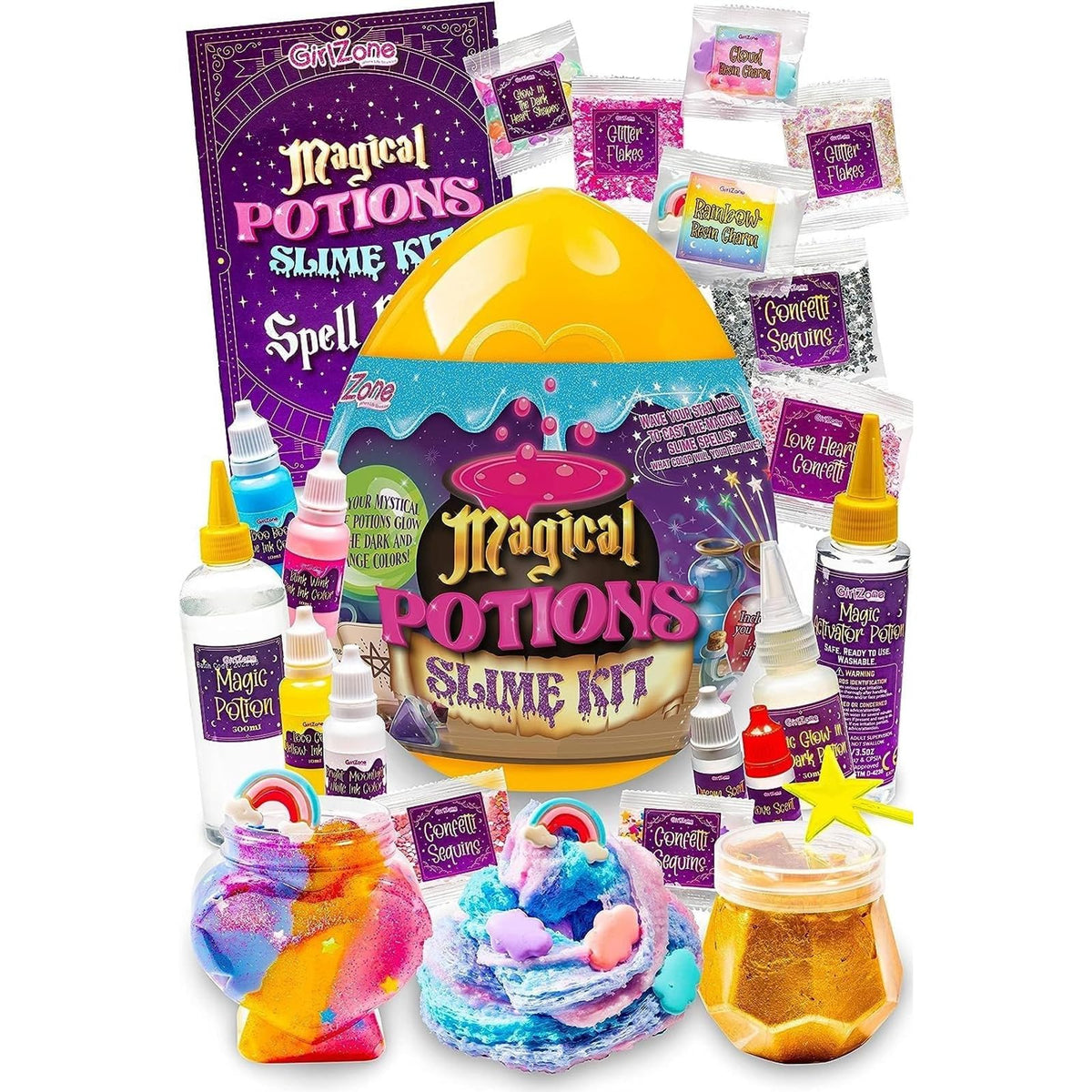 GirlZone Magic Potion Slime Kit shows six brews for creative play.
