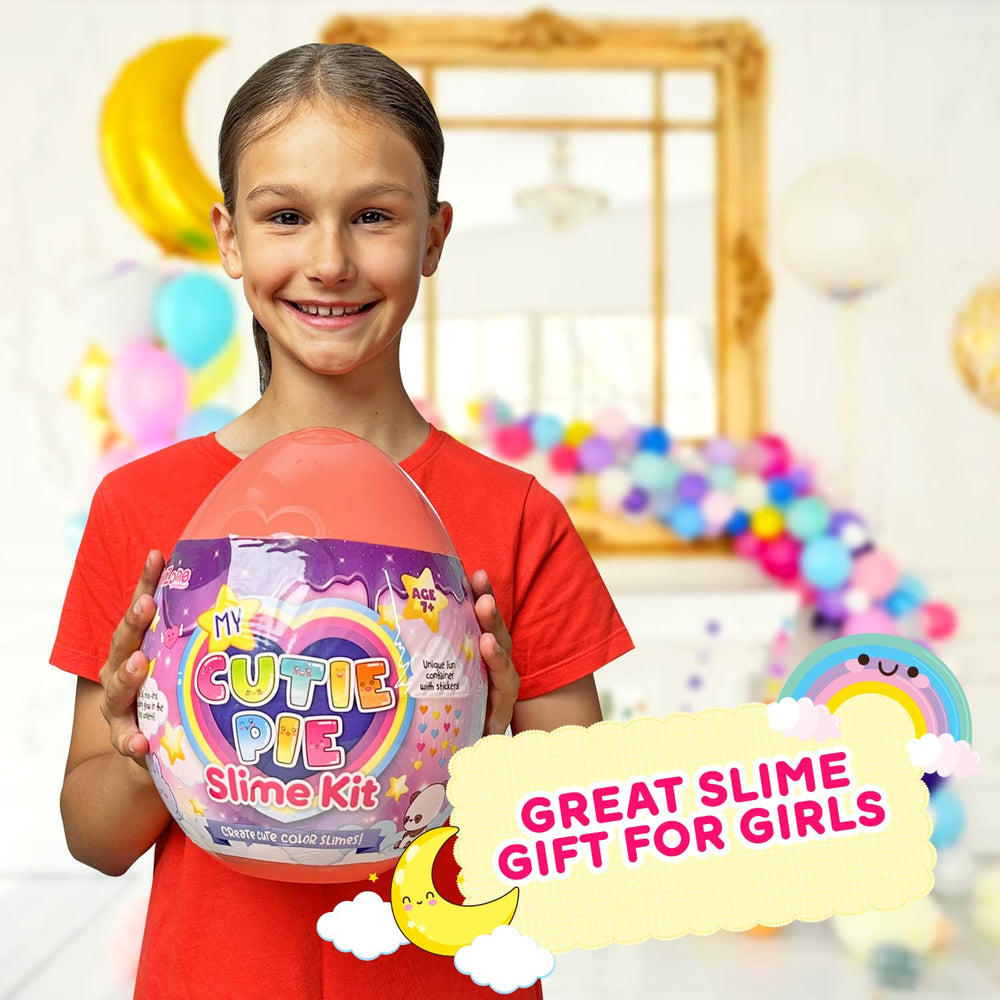 GirlZone My Cutie Pie Slime Kit customization with stickers, scents, and mix-ins
