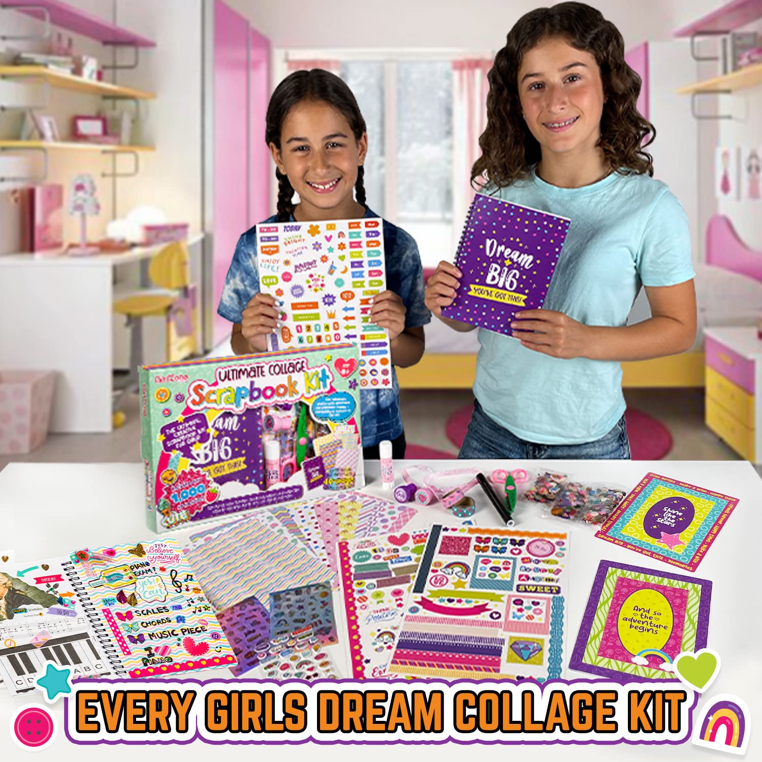 GirlZone punch-out frame cards and girl stickers for page layouts.